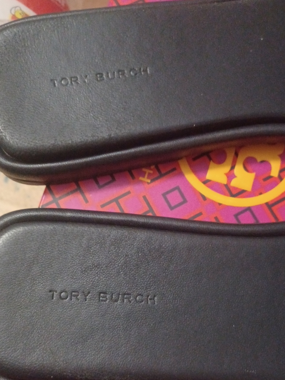 Tory Burch Navy/Gold Double T Sport Slide Nappa Leather Sandals Size 11 - Picture 6 of 9